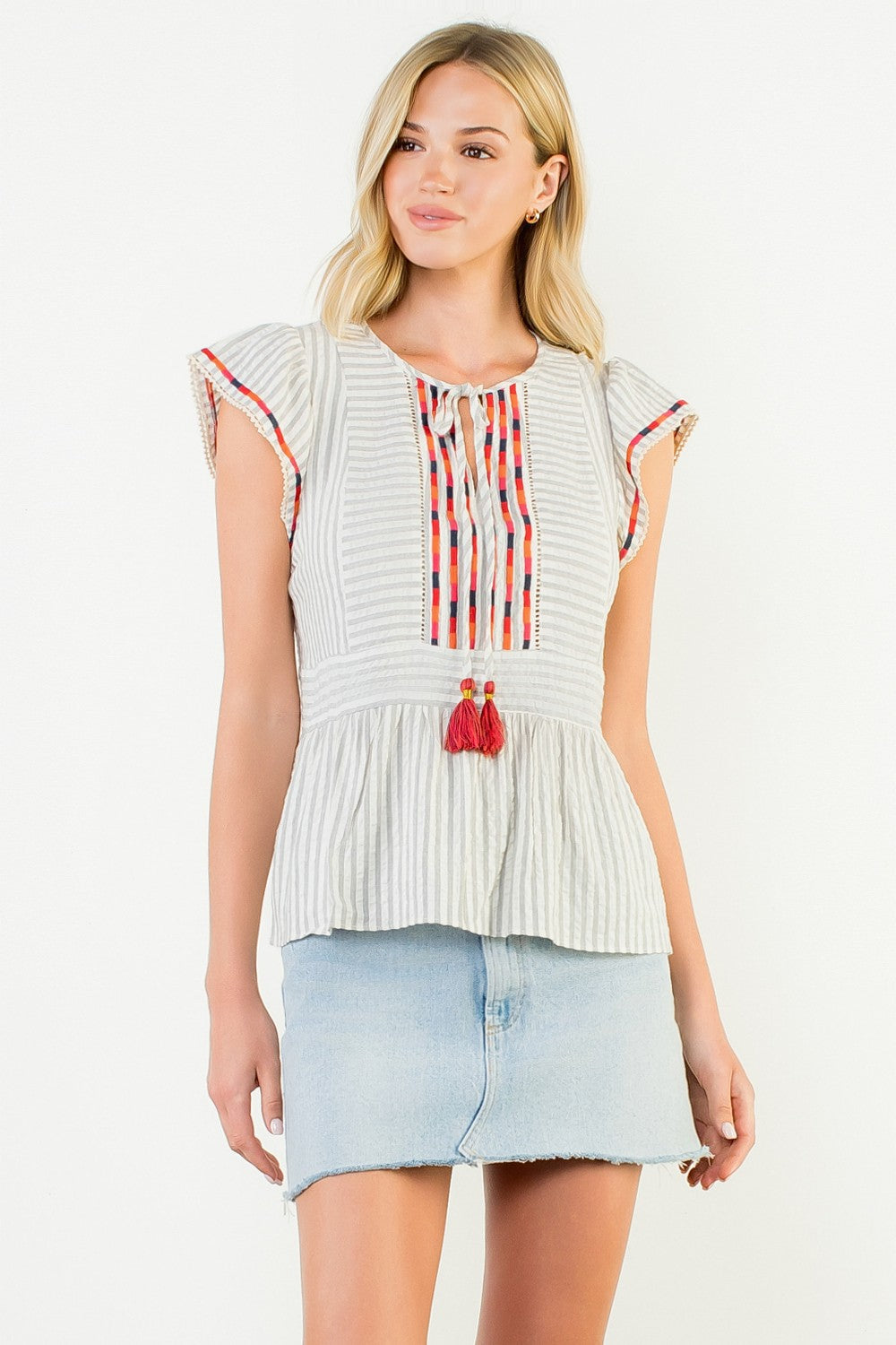 Striped Top With Tassels