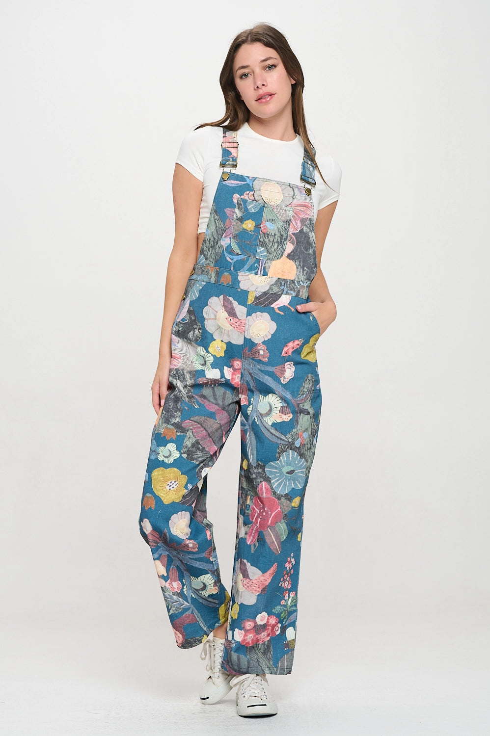 Blue + Botanical Print Overall