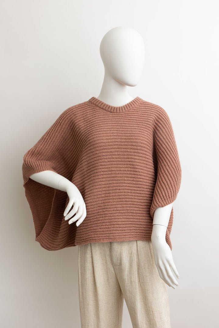 Crew Neck Poncho Sweater