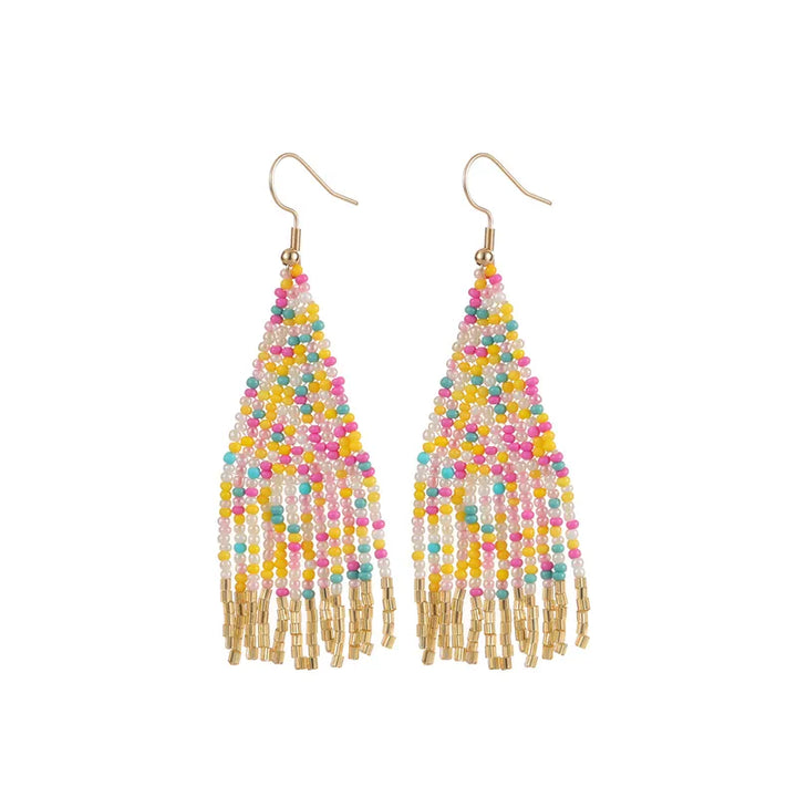 Seed Bead Tassel Earrings