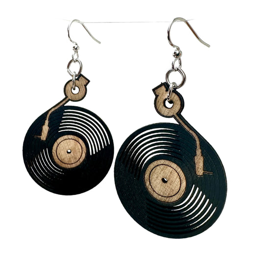 Birch Wood Record Earrings
