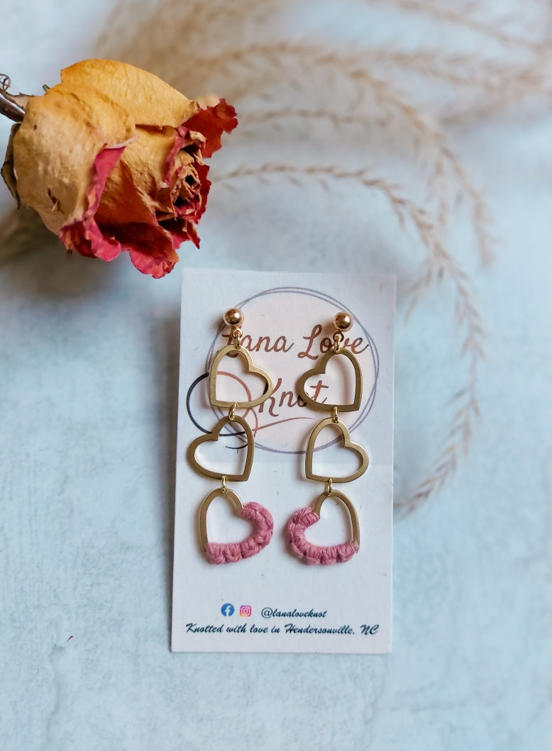 Macramé Accents Hearts Dangle