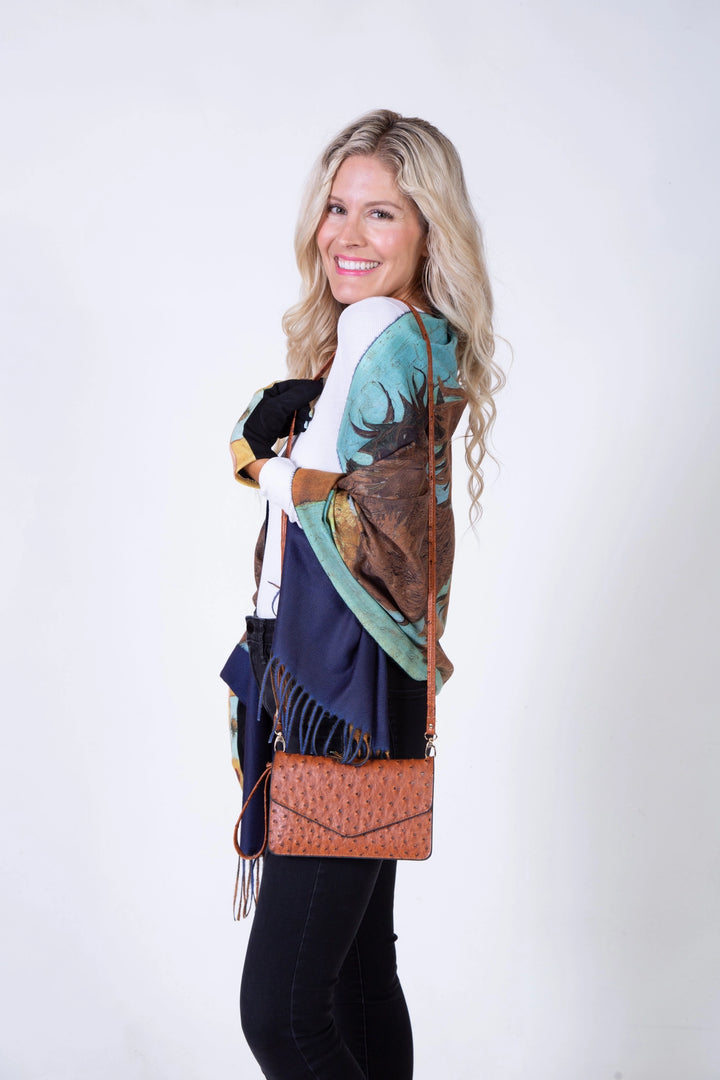 Ostrich Print Envelope Purse
