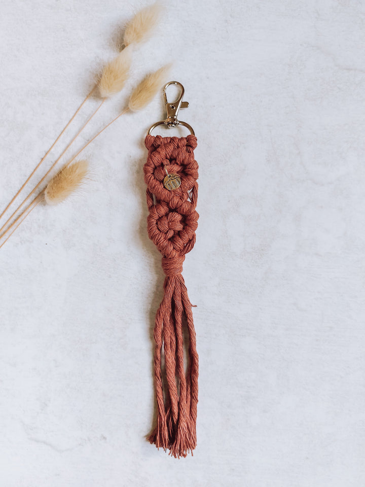 Macramé Keychain With Mountain Charm