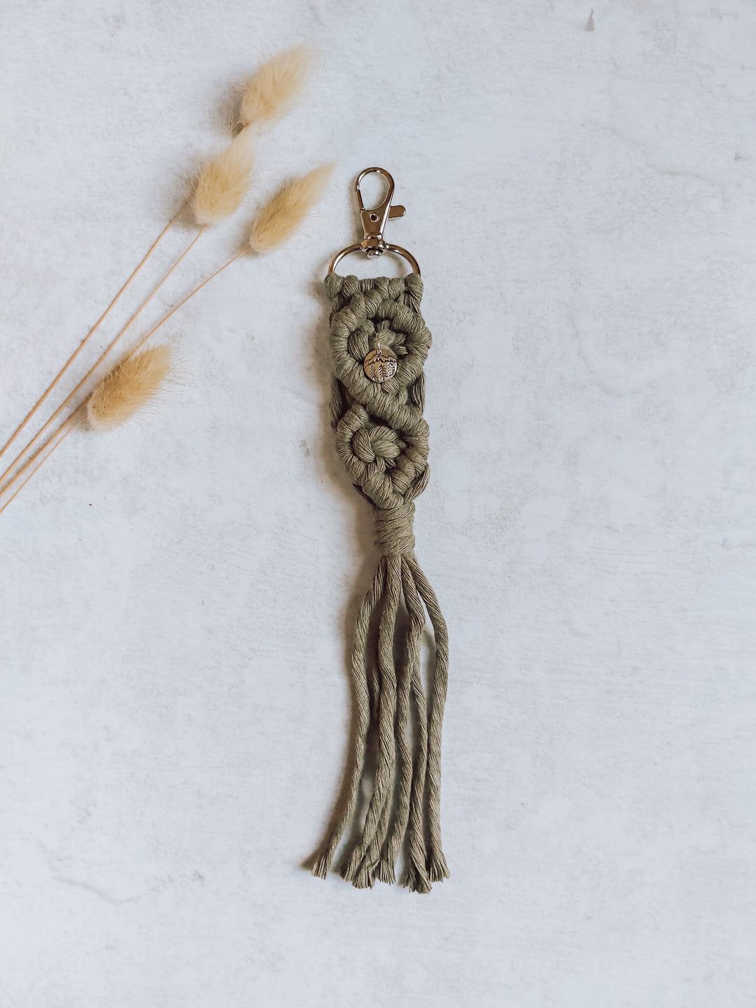 Macramé Keychain With Mountain Charm
