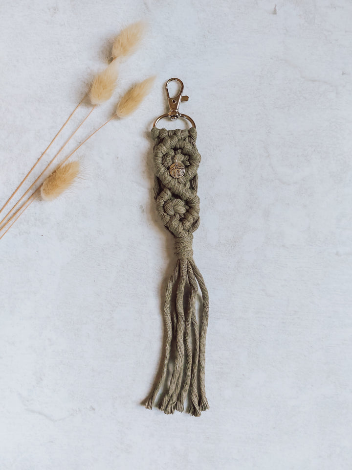 Macramé Keychain With Mountain Charm