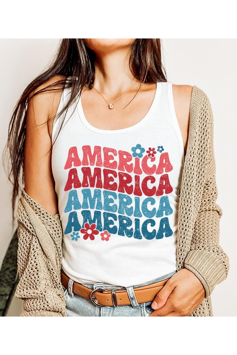 Cutesy 'America' Racerback Tanktop