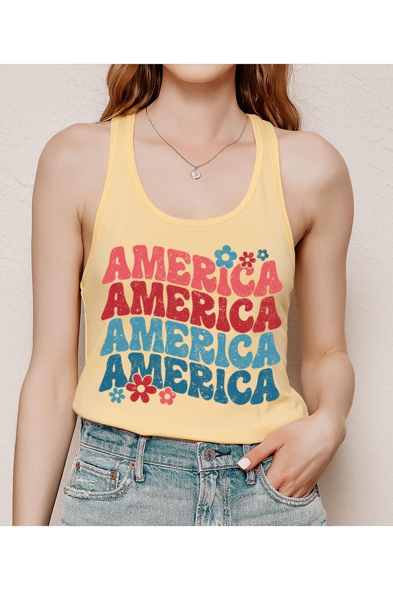 Cutesy 'America' Racerback Tanktop