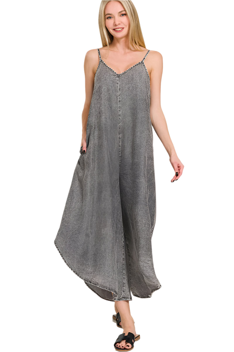 Acid Washed Lightweight Jumpsuit