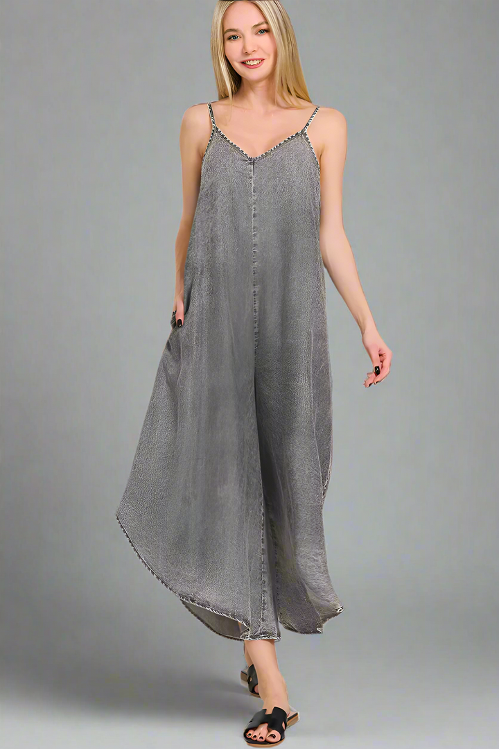 Acid Washed Lightweight Jumpsuit