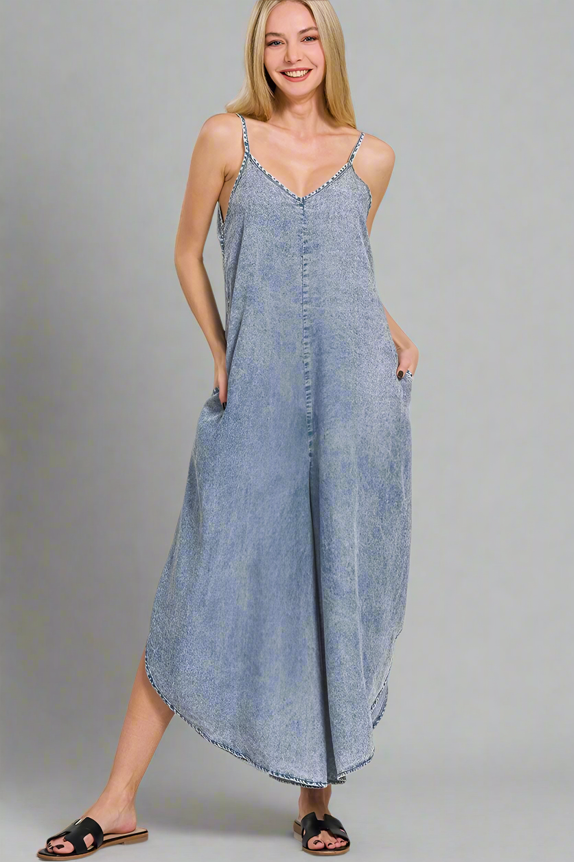 Acid Washed Lightweight Jumpsuit