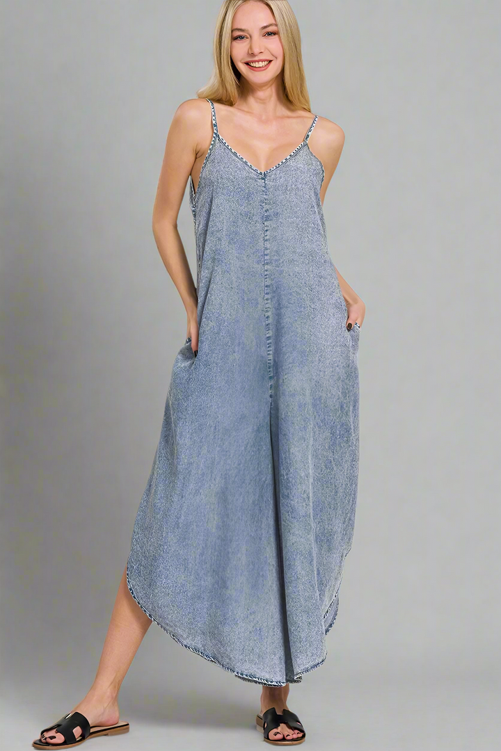 Acid Washed Lightweight Jumpsuit