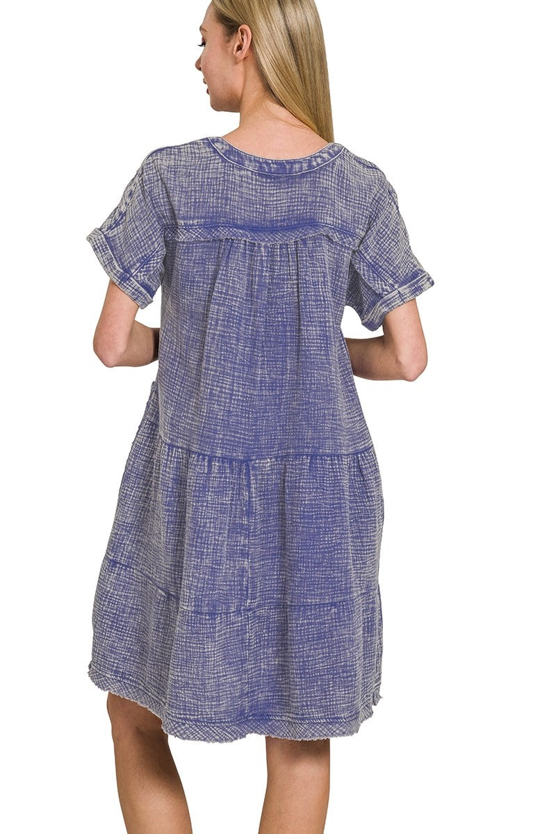 Mineral Washed Gauze Dress