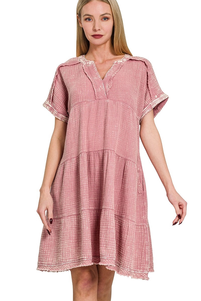 Mineral Washed Gauze Dress