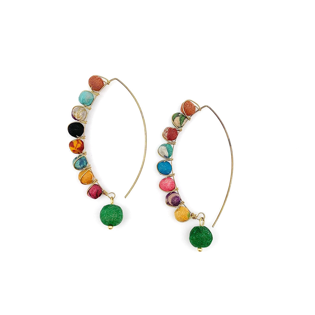 Aasha Row Of Beads + Dangle Bead Earring