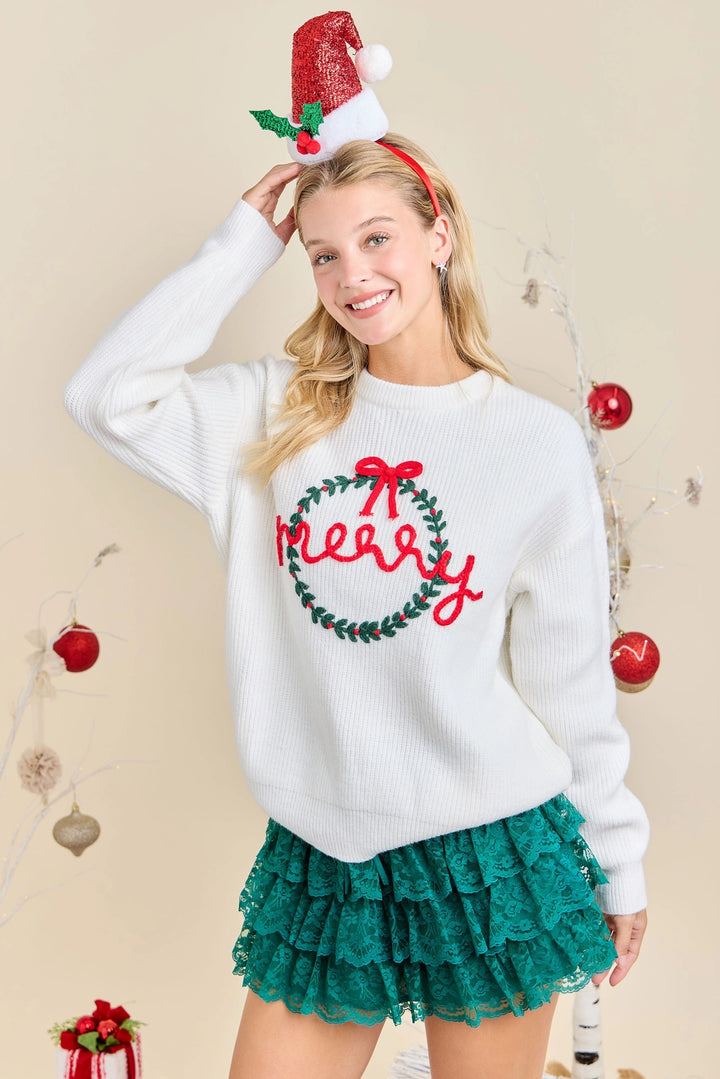 Merry Wreath Knit Sweater