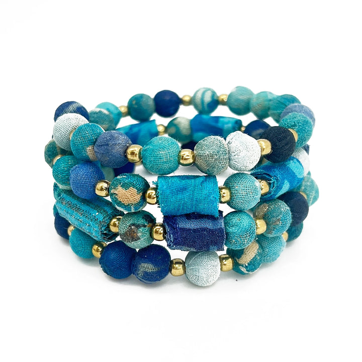 Aasha Color Coil Bracelet - Aqua