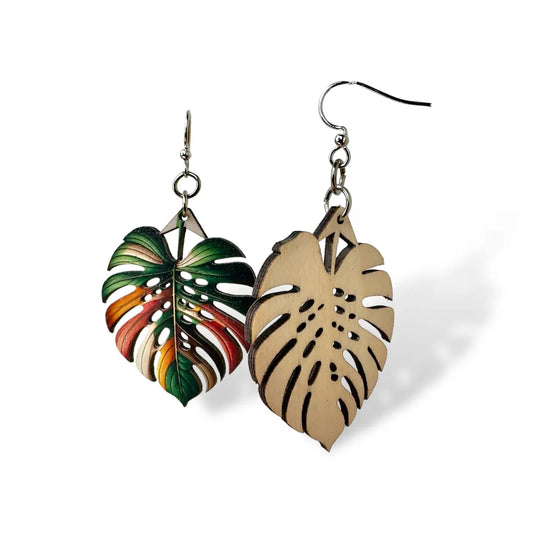 Monstera Leaf - Lasercut Wooden Jewelry