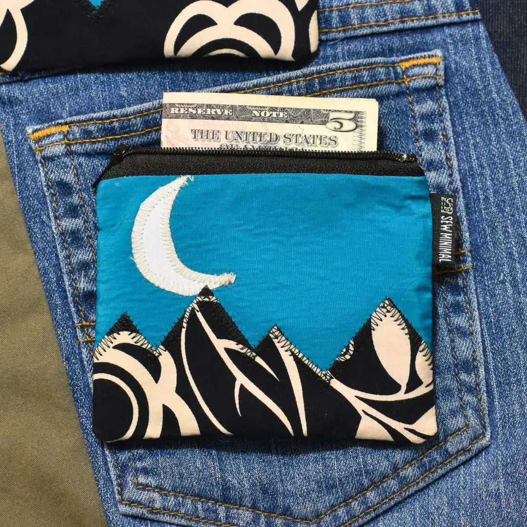 Upcycled Zipper Pouch- Mountain