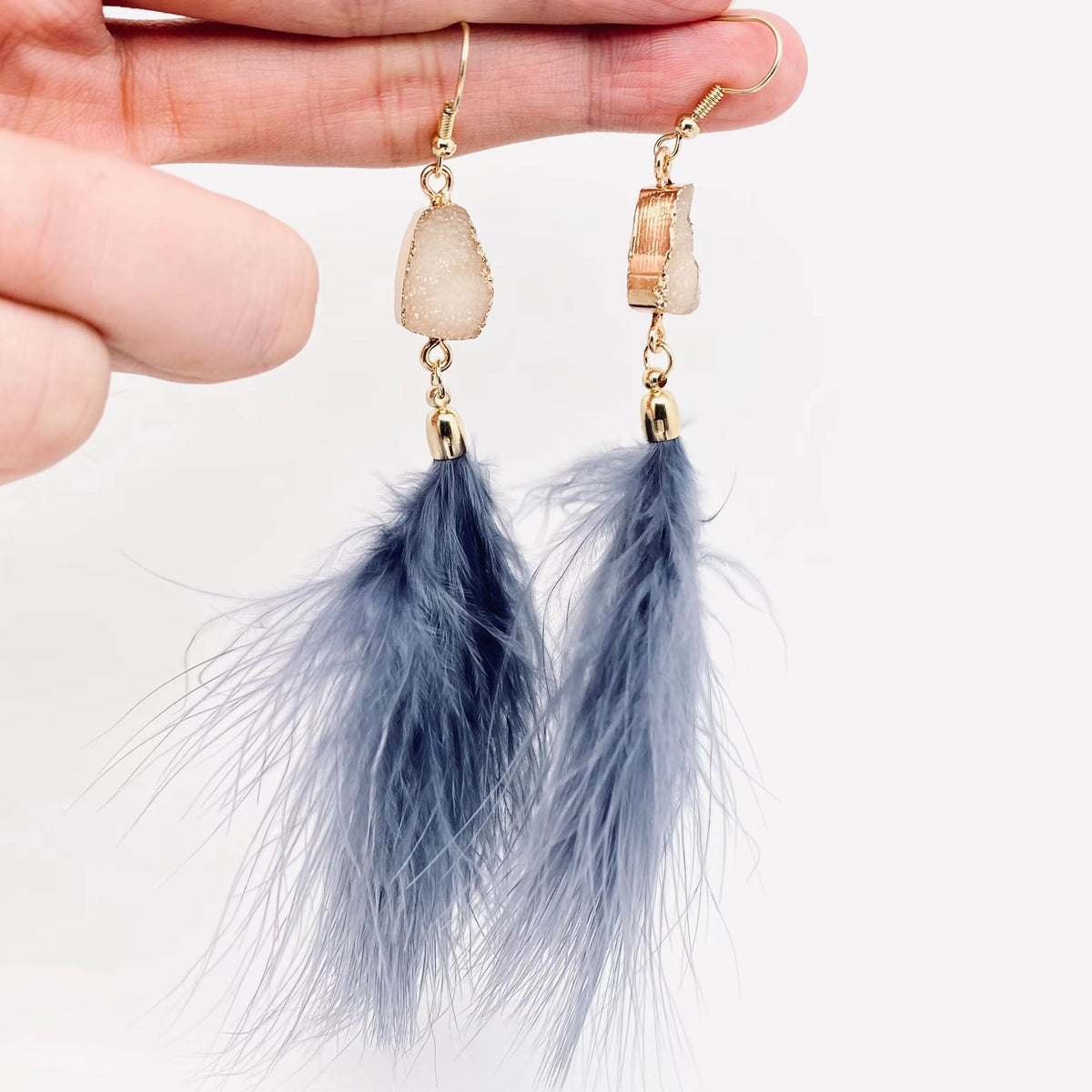 Feather + Stone Dangles