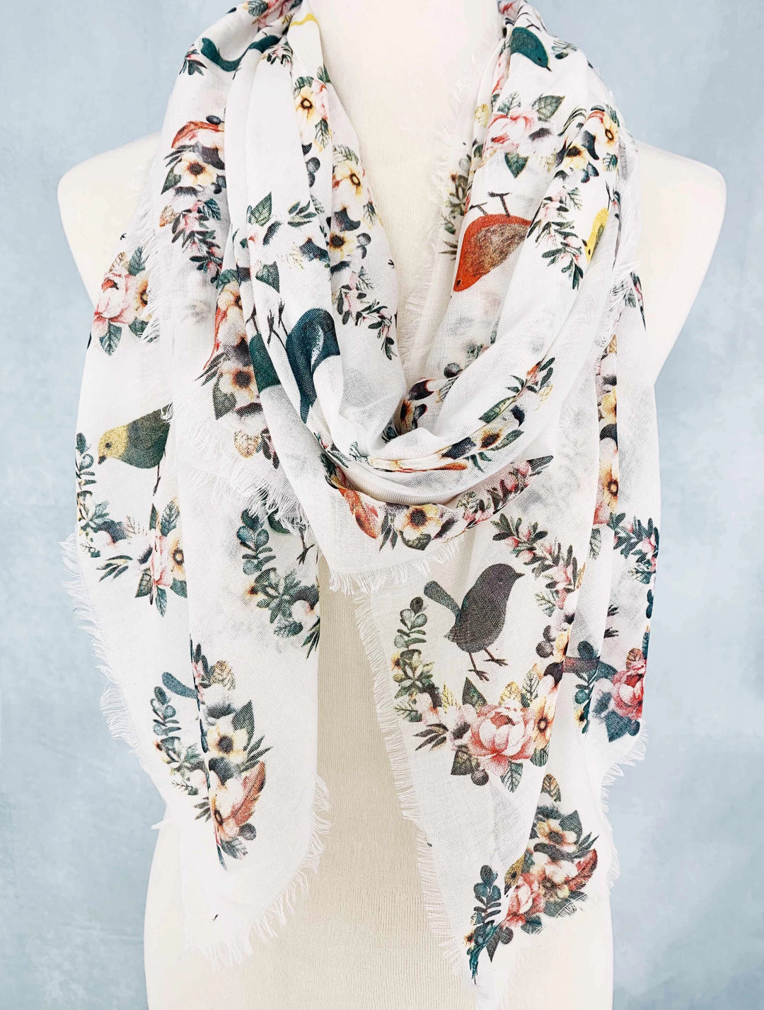 Lightweight Bird Print Scarf