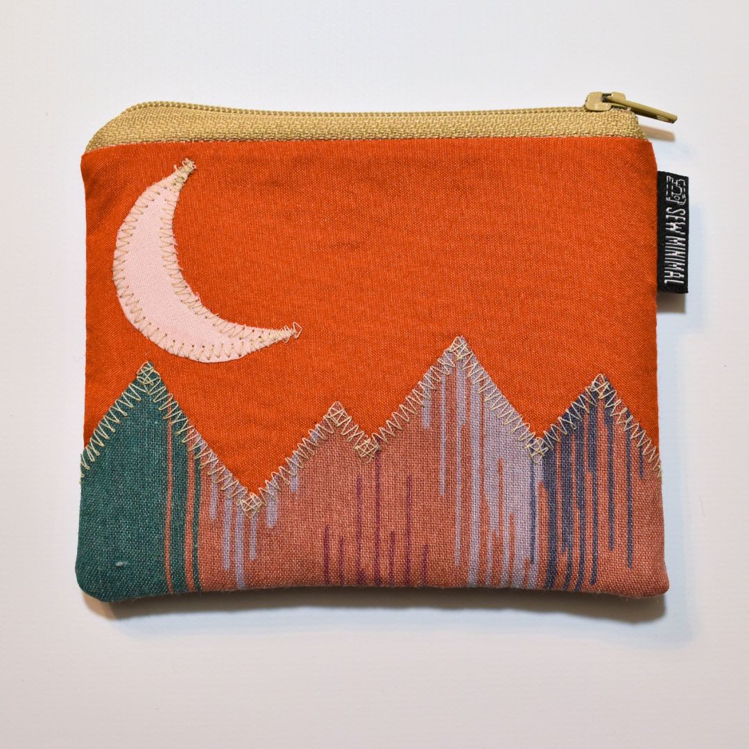 Upcycled Zipper Pouch- Mountain