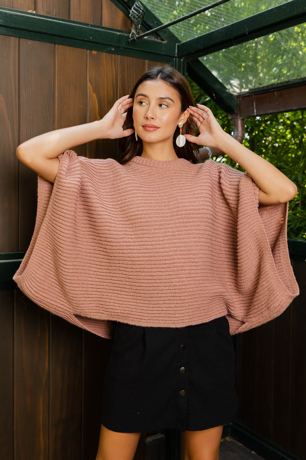 Crew Neck Poncho Sweater