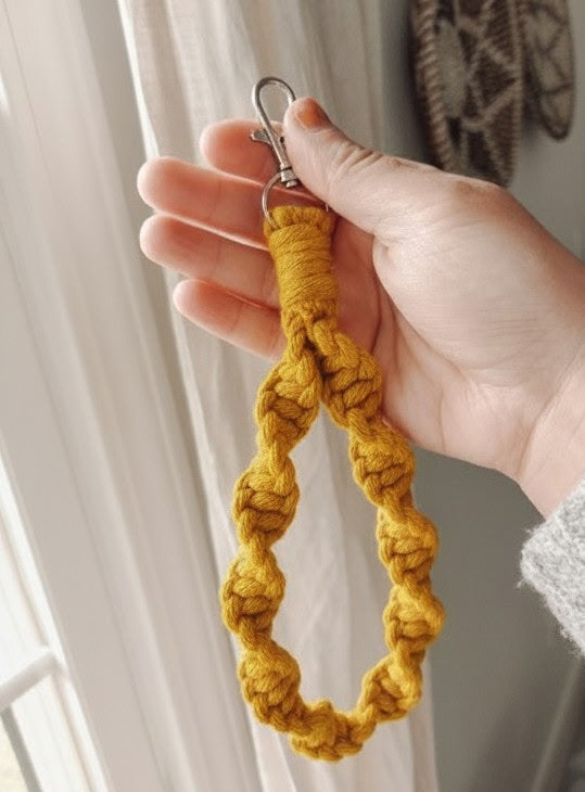 Handcrafted Macramé Wristlet - Silver Clasp