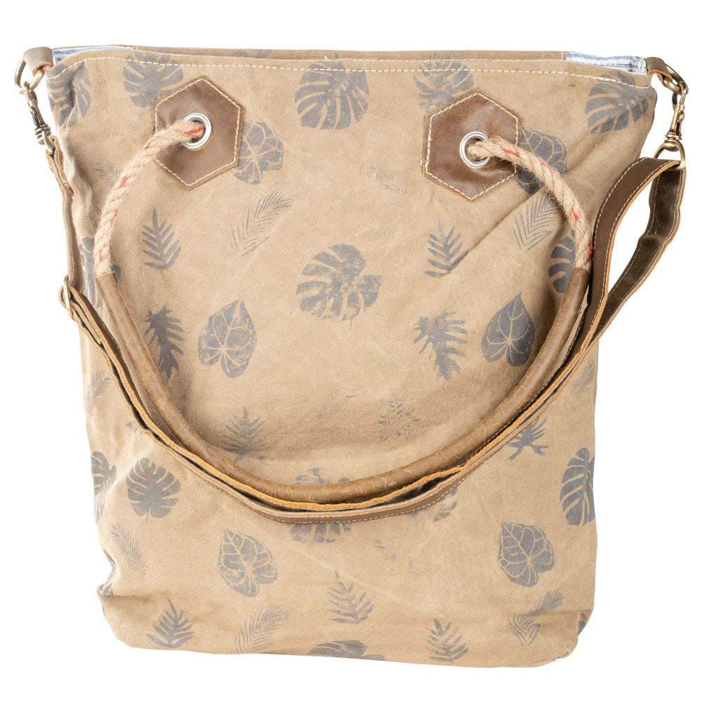 'Feathers + Leaves' Repurposed Canvas Tote Bag