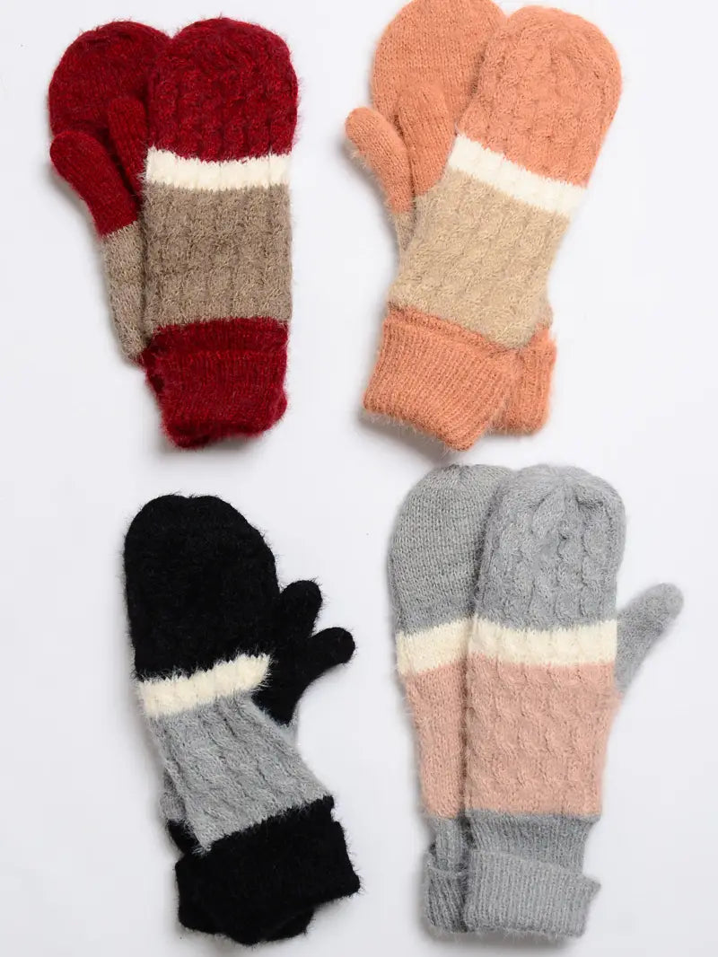 Wide Stripe Soft Mittens