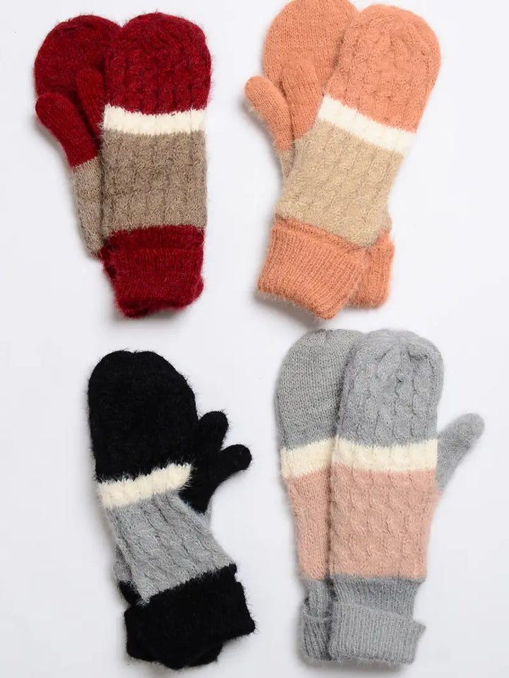 Wide Stripe Soft Mittens