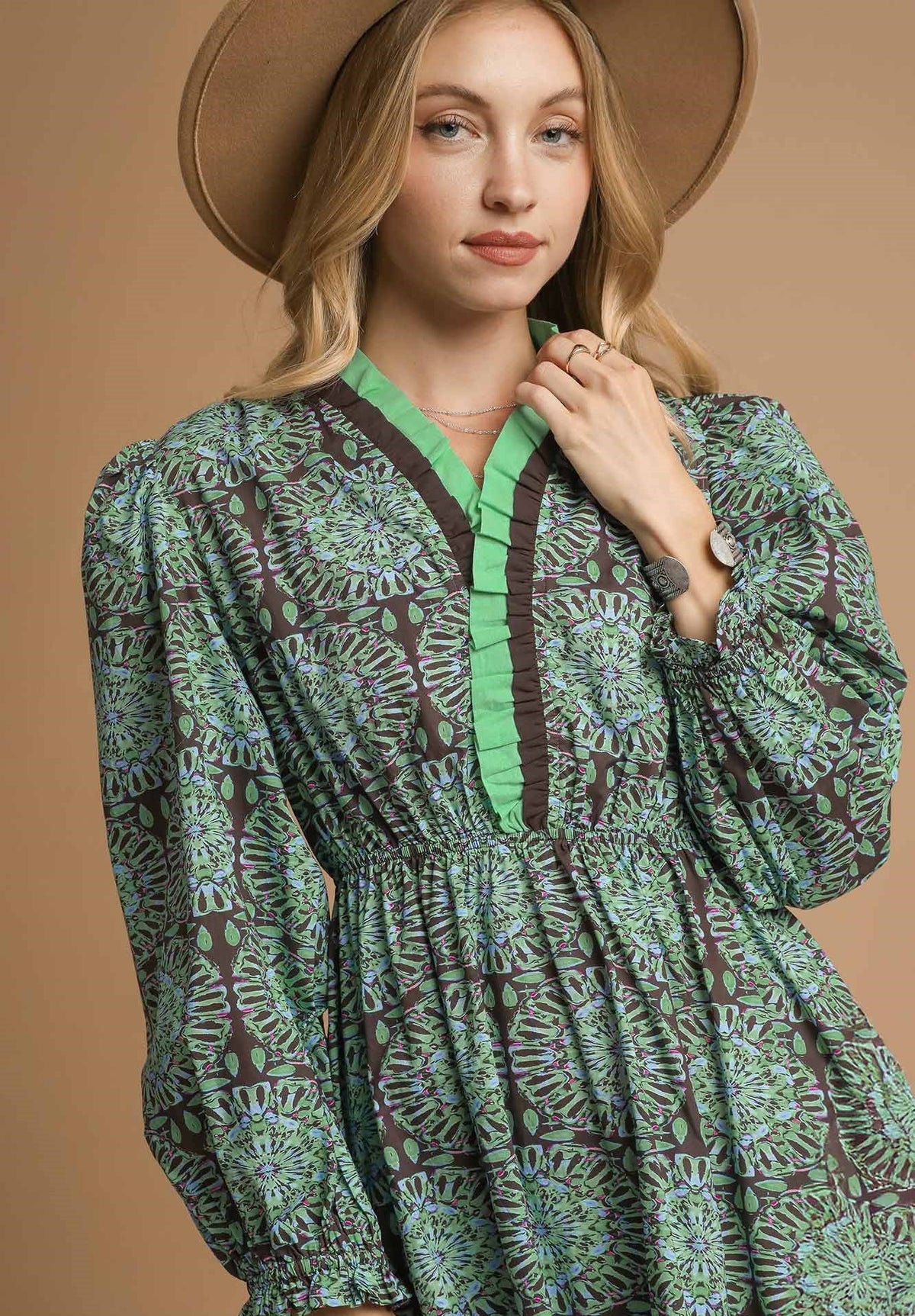 Two Tone Boho Midi Dress