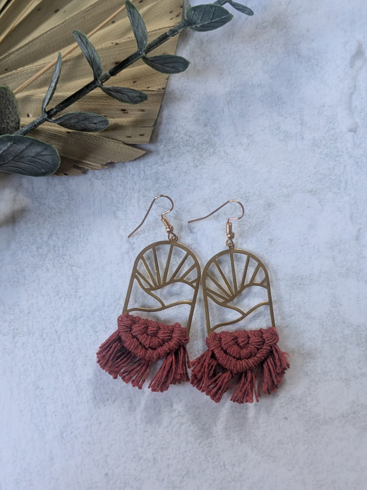 Macramé Mountain Sunrise Earrings