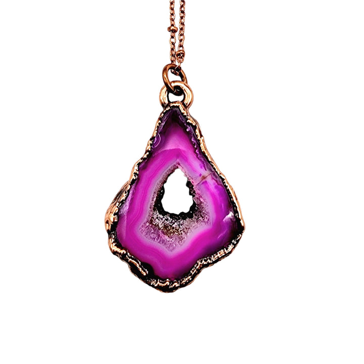 Pink Agate Geode Necklace