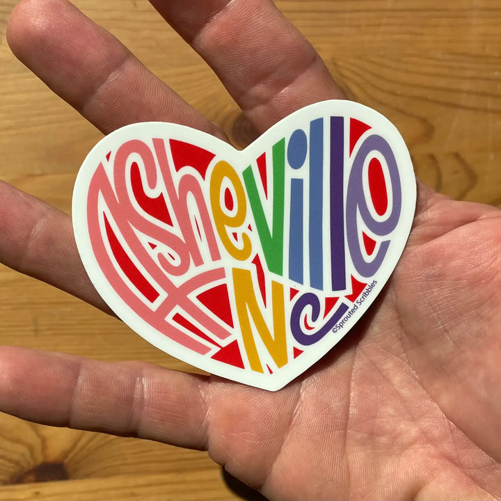 Asheville Rainbow Heart Sticker