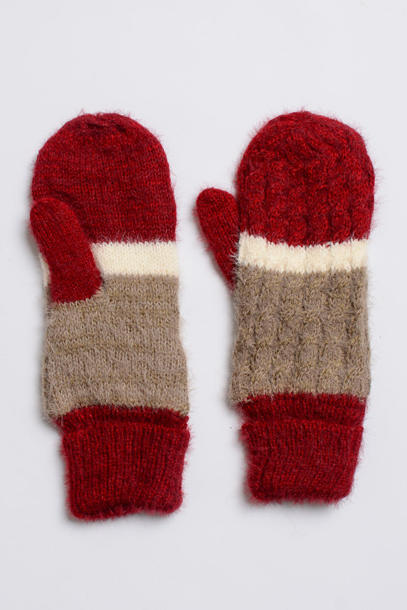Wide Stripe Soft Mittens