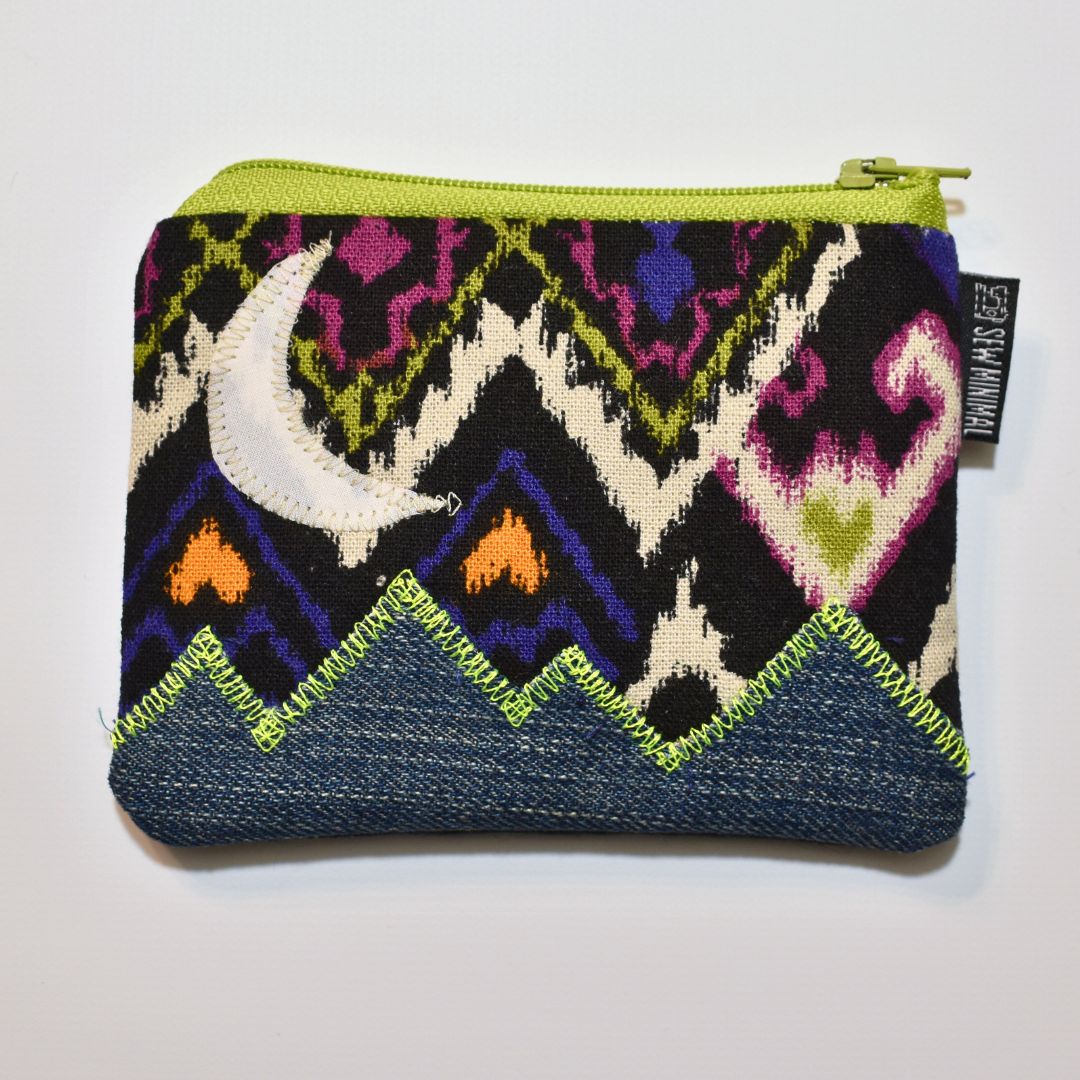 Upcycled Zipper Pouch- Mountain