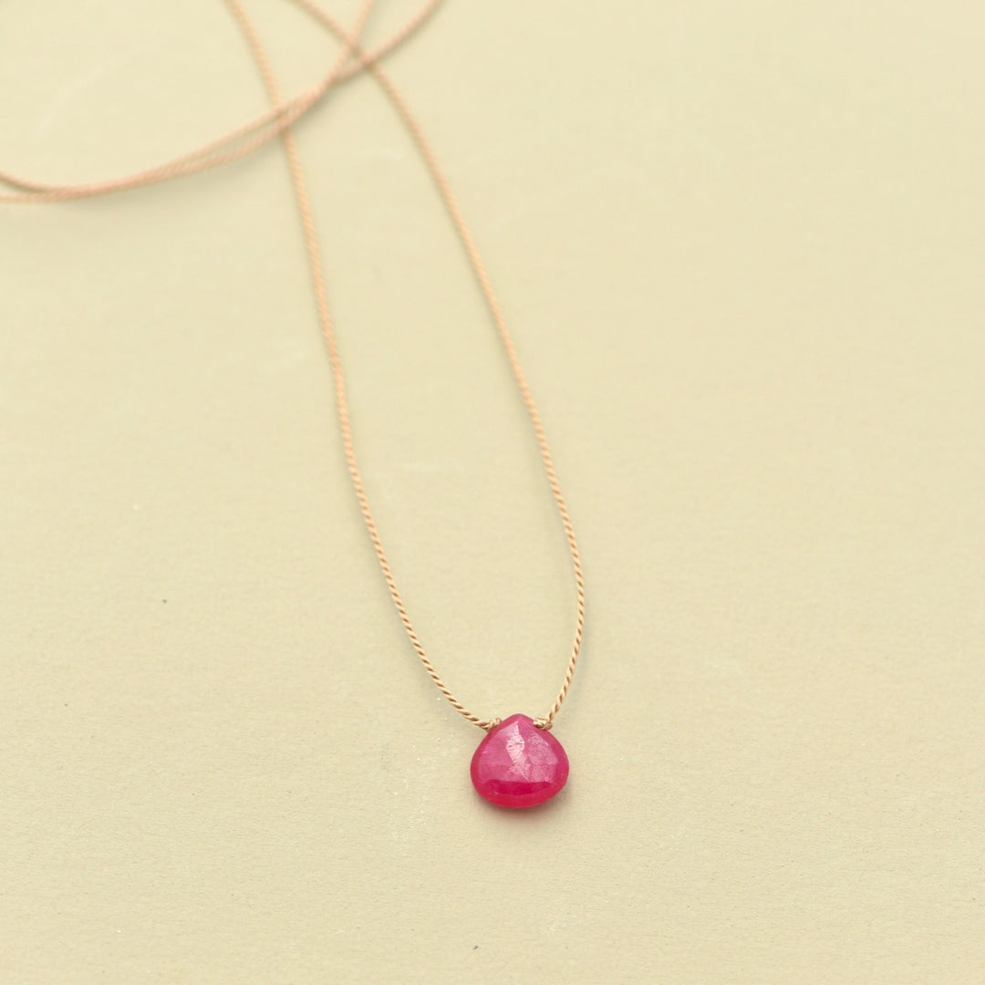 Teardrop Gemstone Necklace On Silk Cord