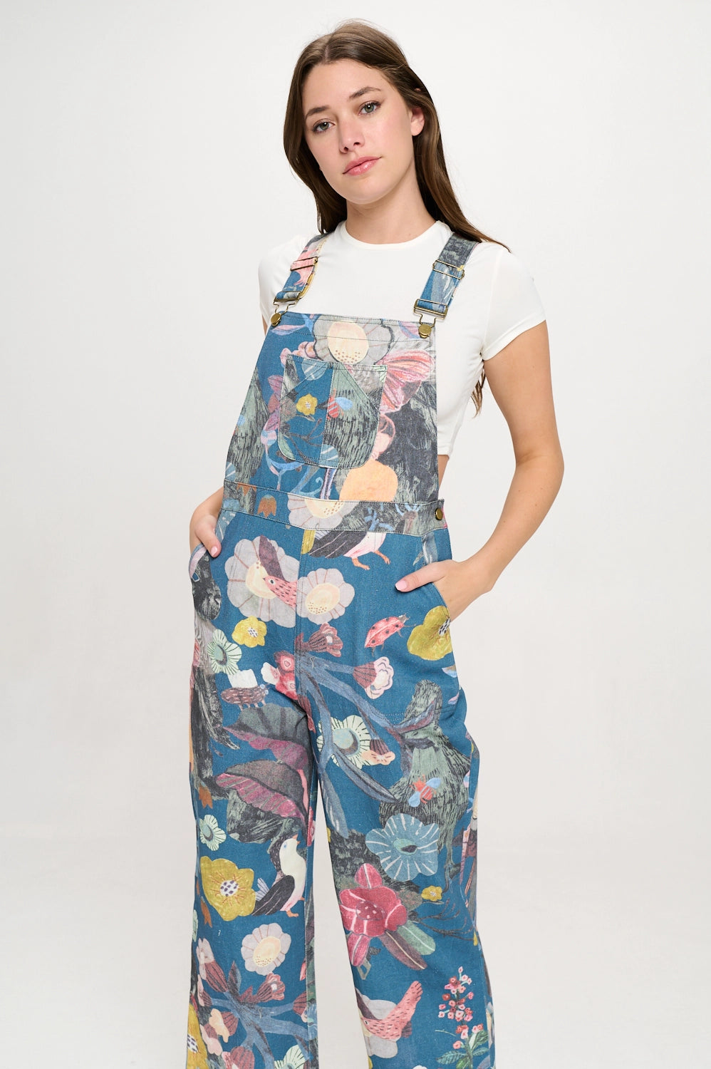 Blue + Botanical Print Overall