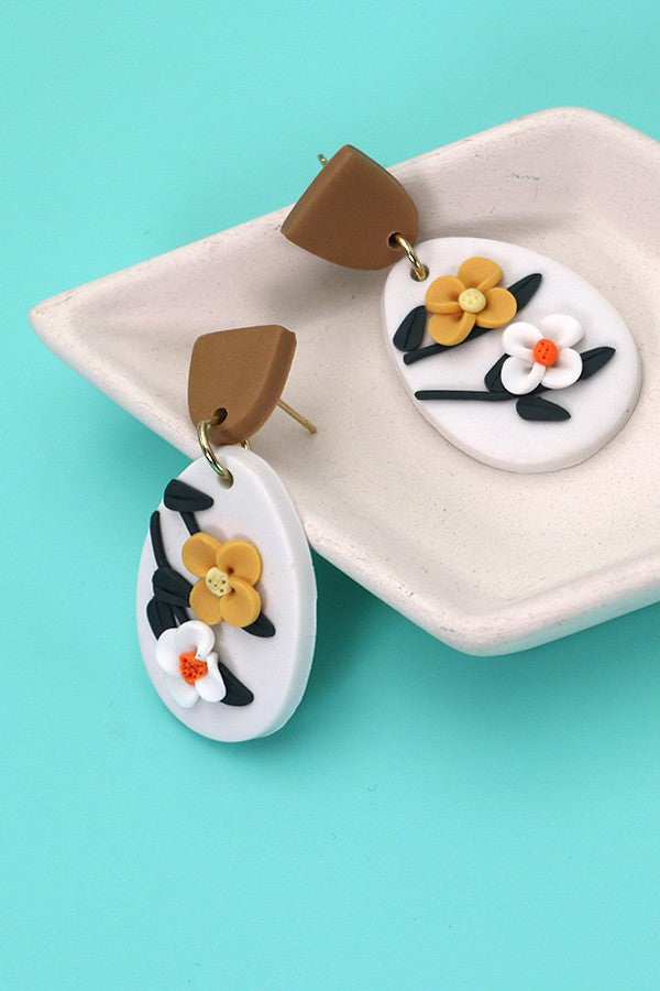 Textured Clay Floral Dangle - Suncups
