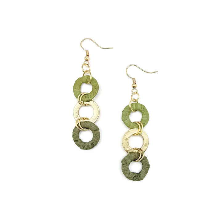 Sachi Raffia Earrings - Olive Small Rings