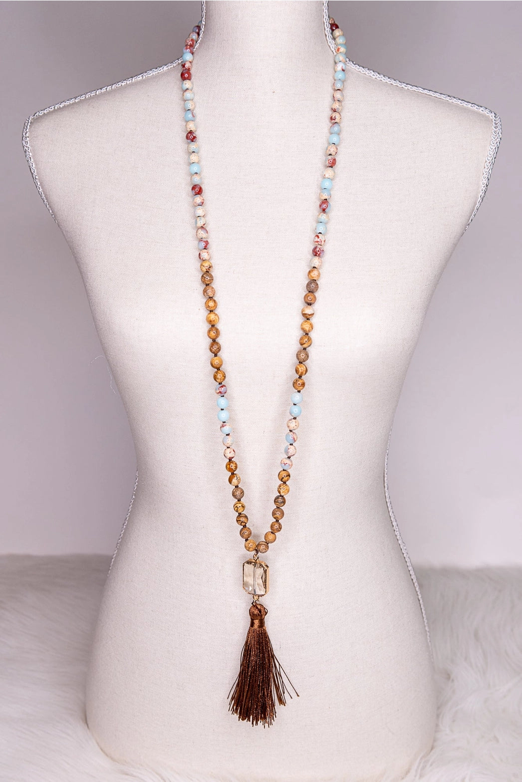 Long Tassel Sandstone Necklace