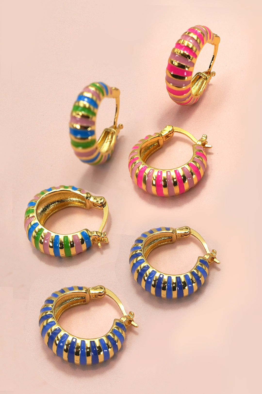 Ceramic Stripe Huggie Hoops