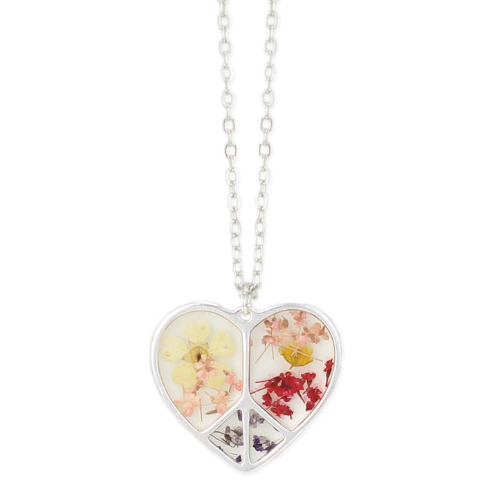 Dried Flower Peace Heart Necklace