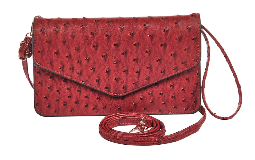 Ostrich Print Envelope Purse