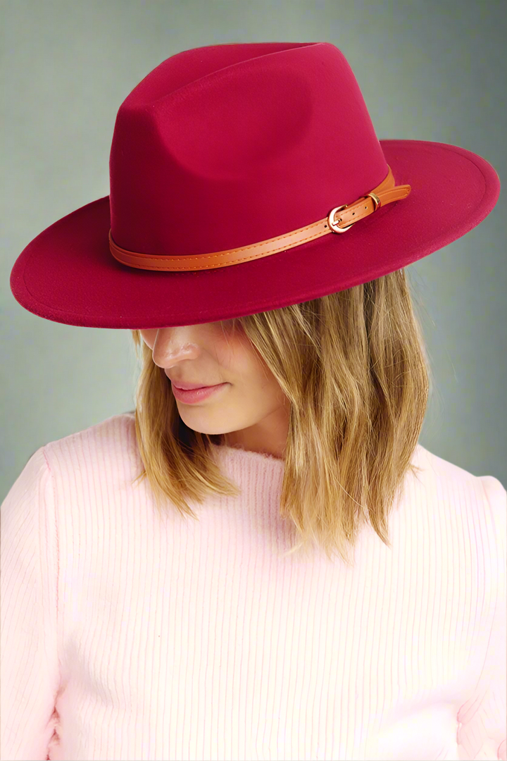 Belt Point Burgundy Fedora