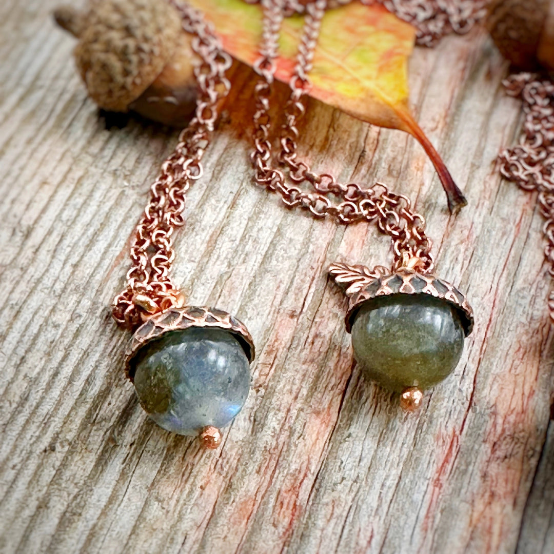 Smooth Labradorite Acorn Necklace