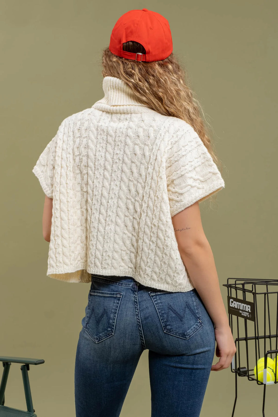 Short Sleeve Cable Knit Top