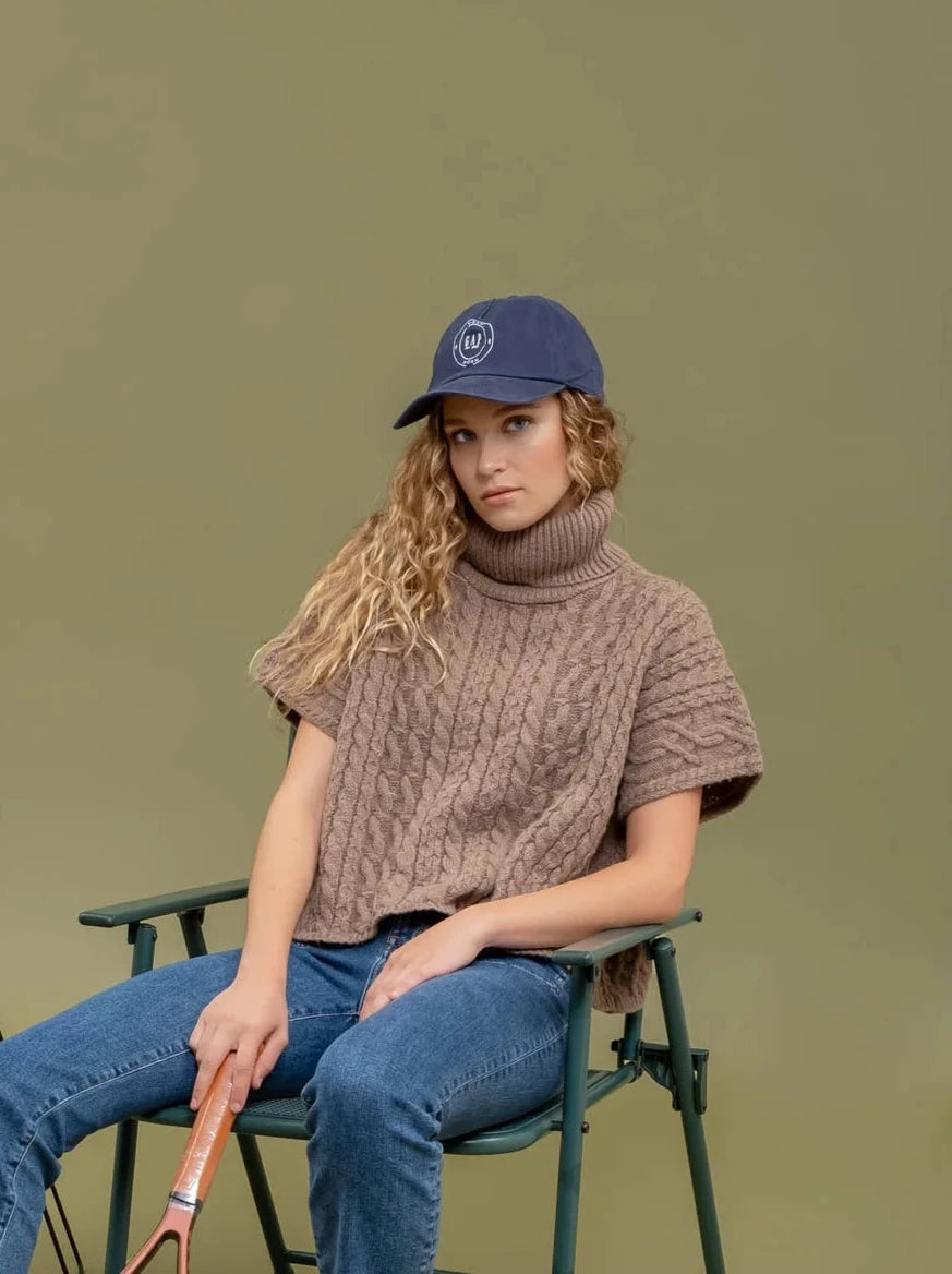 Short Sleeve Cable Knit Top