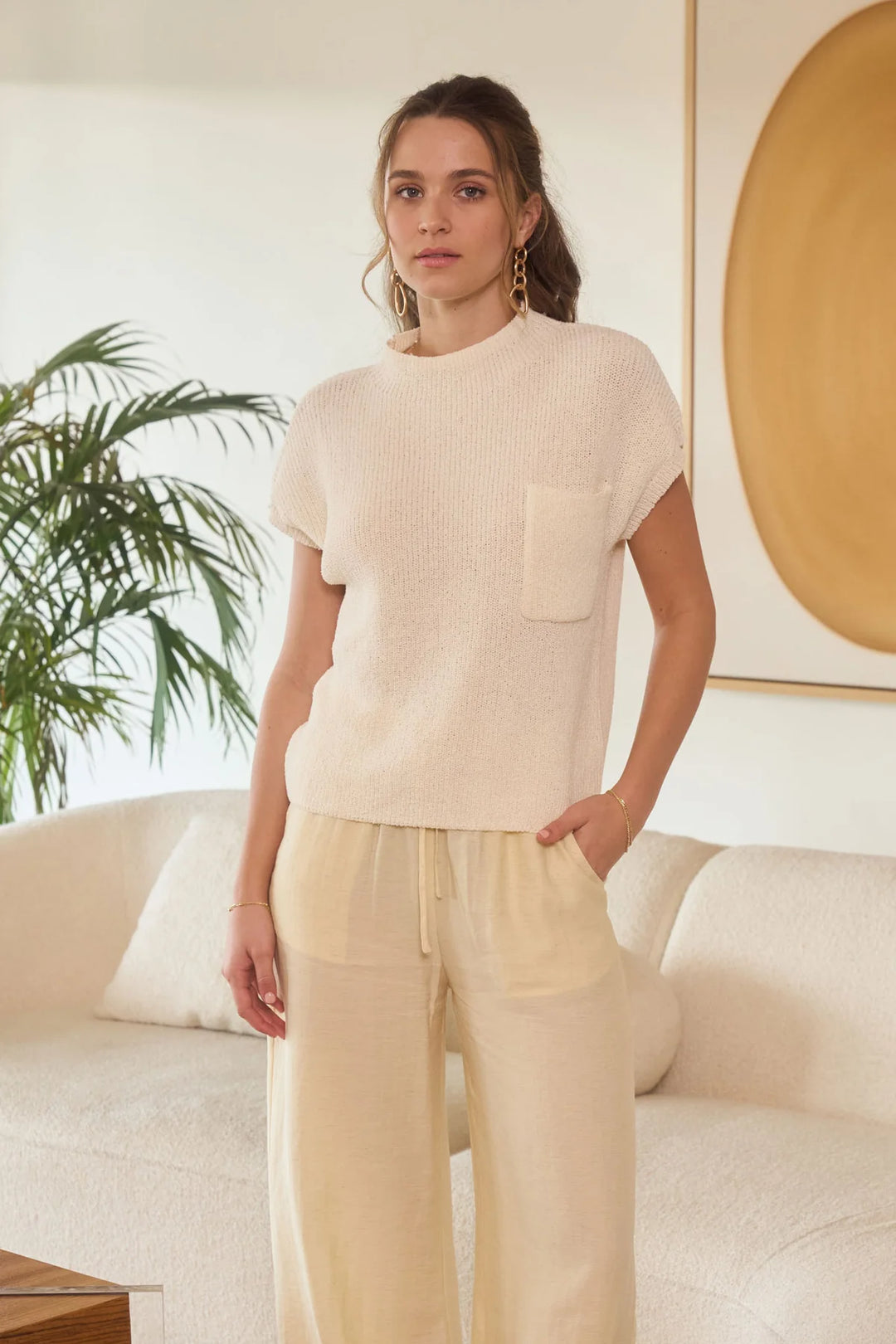 Mock Neck Sleeveless Knit Top